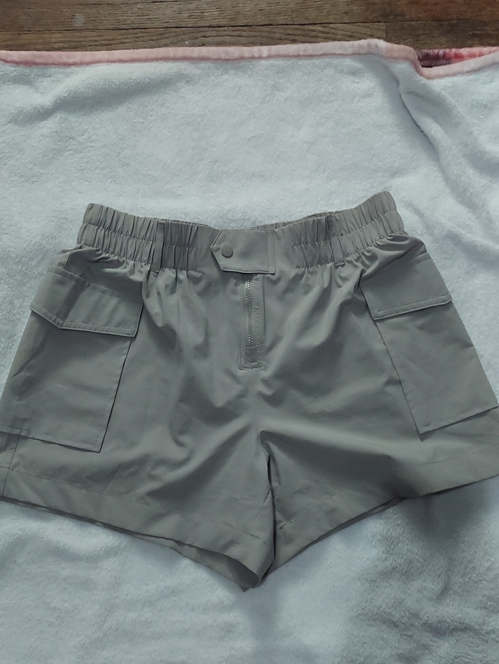 Avia Women's Taupe Elastic-Waist Cargo Shorts